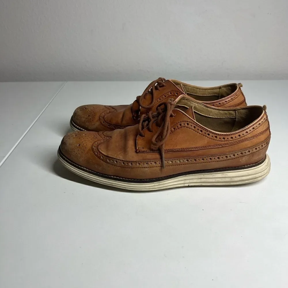Cole Haan Grand OS Brown Leather Brogue Wingtip Oxfords Shoes Mens 10 M C21133